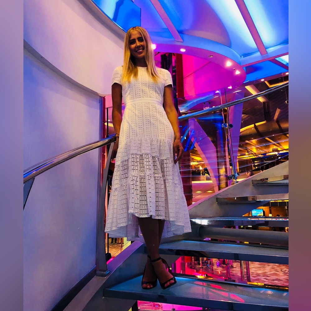 Banana Repuplic 100% Cotton Shell White Eyelet Dress